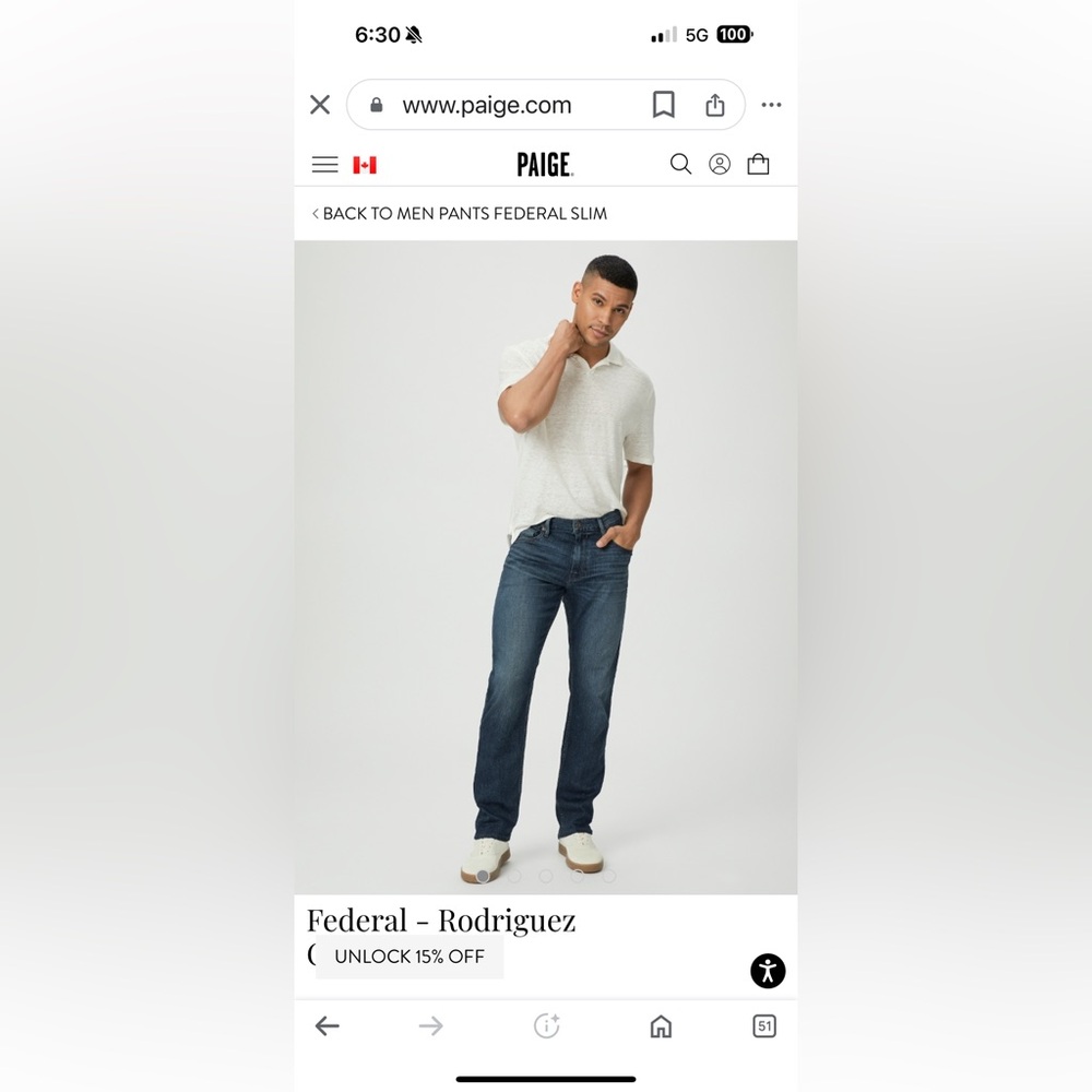 PAIGE Federal Jeans 33 Gannon wash